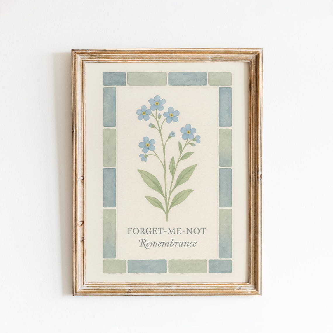 Forget-Me-Not Remembrance Vintage Botanical Blue Floral Art Poster