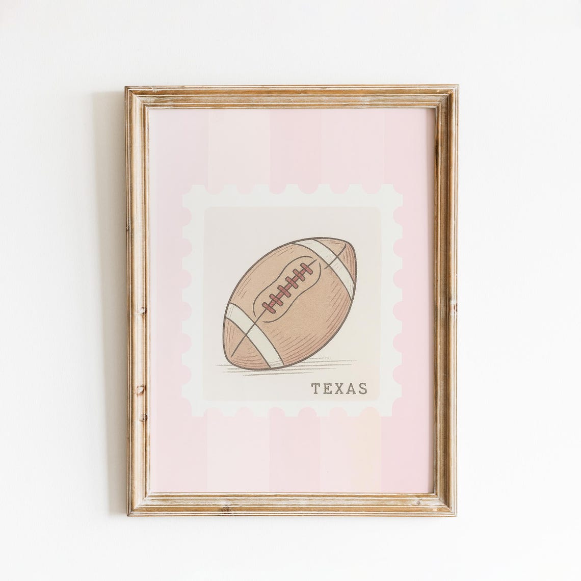 Texas Football Vintage Stamp Style Pink Striped Sports Poster