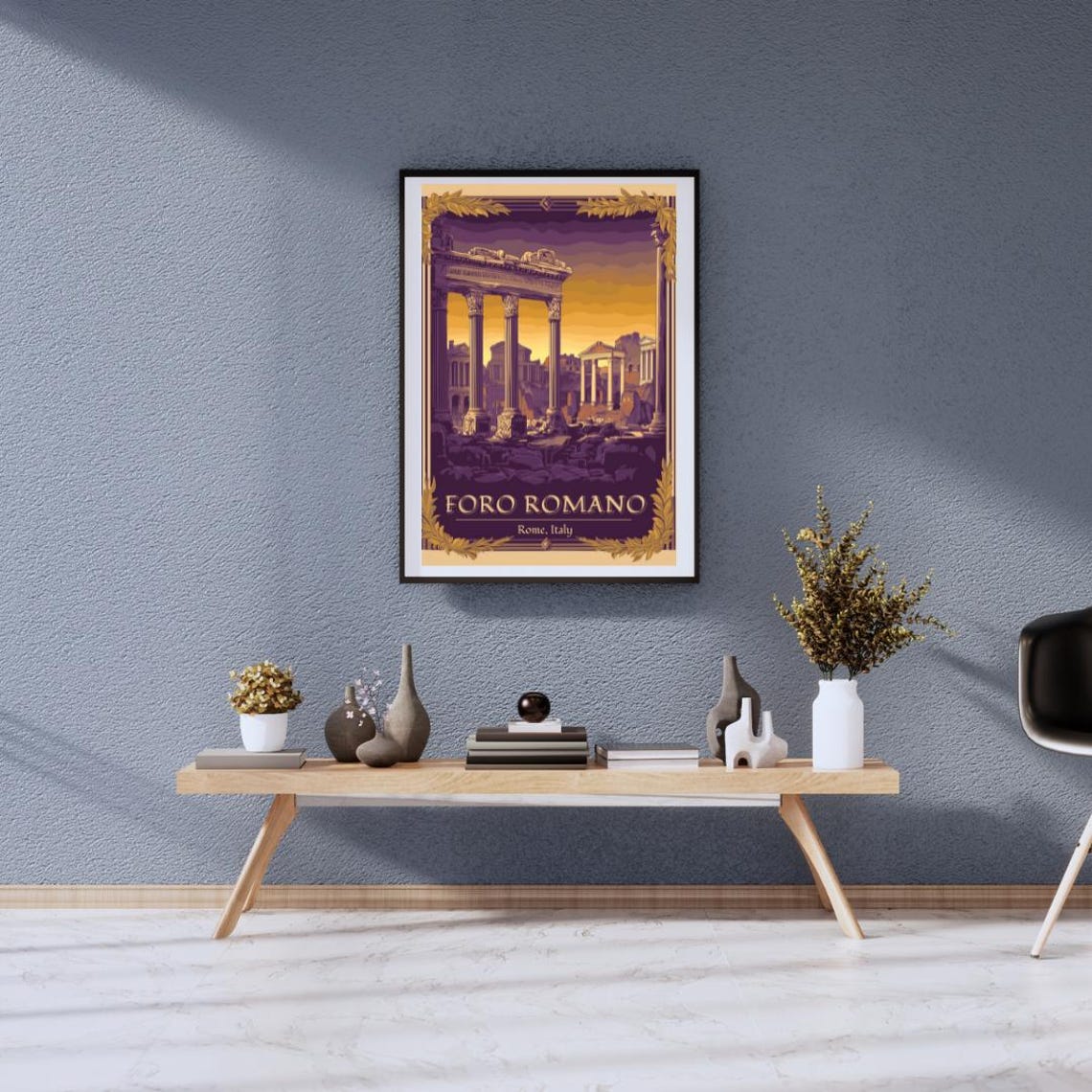 Vintage Foro Romano Rome Italy Ancient Columns Sunset Glow Poster - Image 2