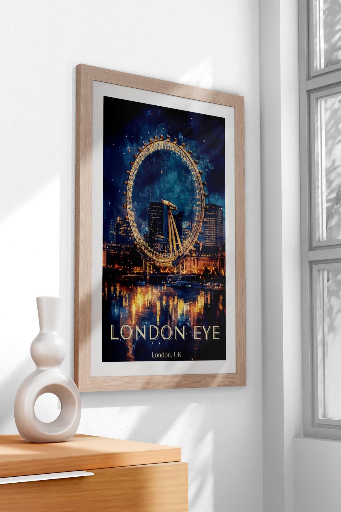 Vintage London Eye London Night View Thames Lights Scene Poster - Image 3