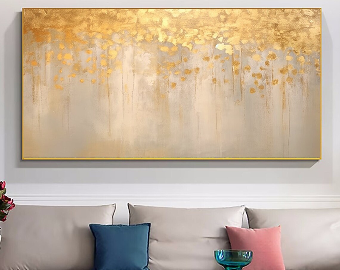 Custom Abstract Gold Leaf Oil Painting Wall Art Print