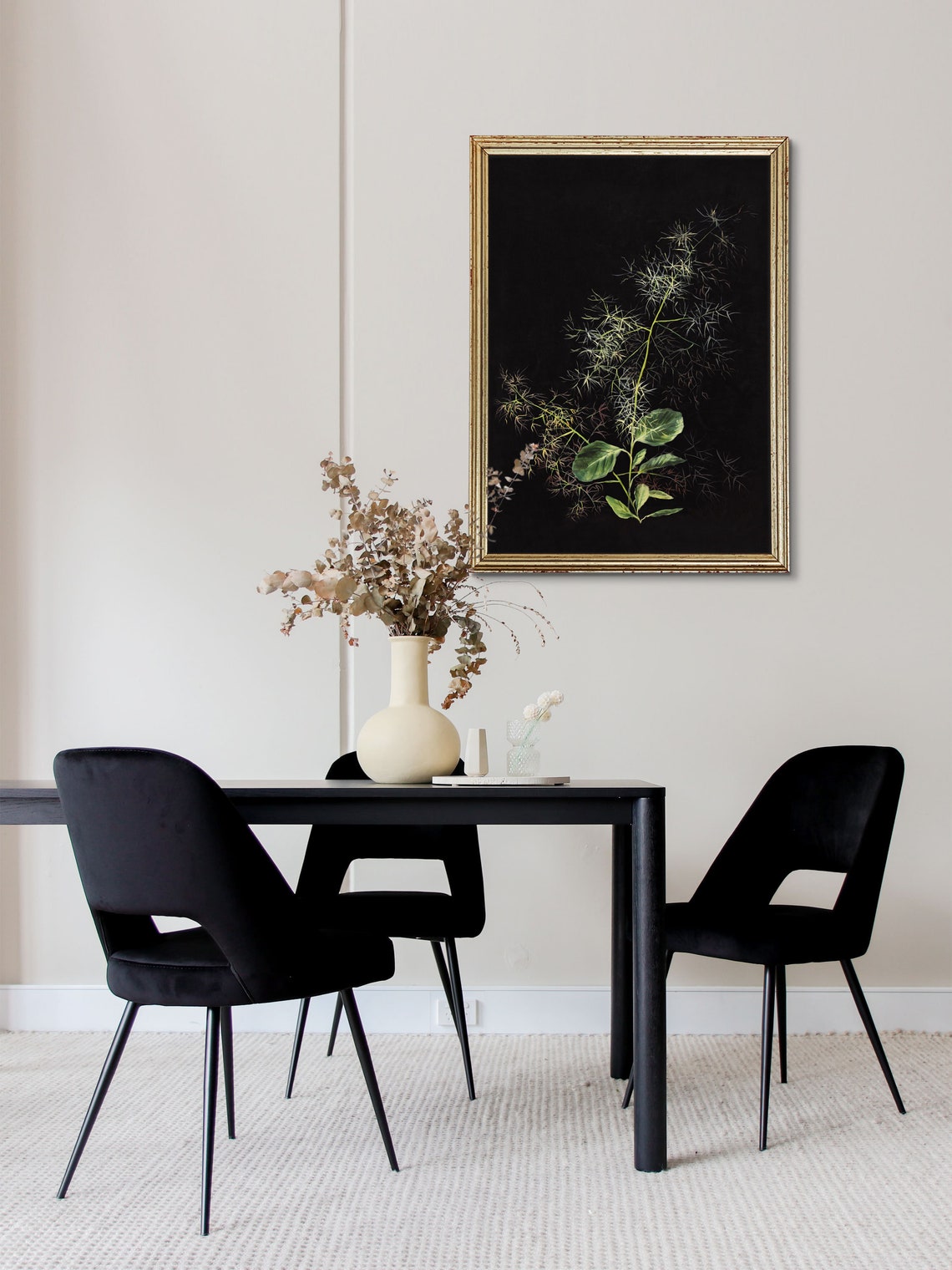 Dark Botanical Hair Grass Print, Moody Decor - Image 2