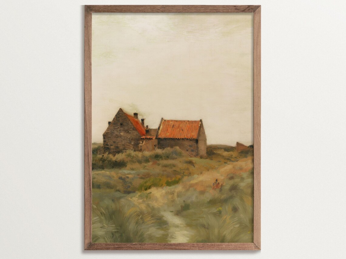 Countryside October Day Landscape, Art Print