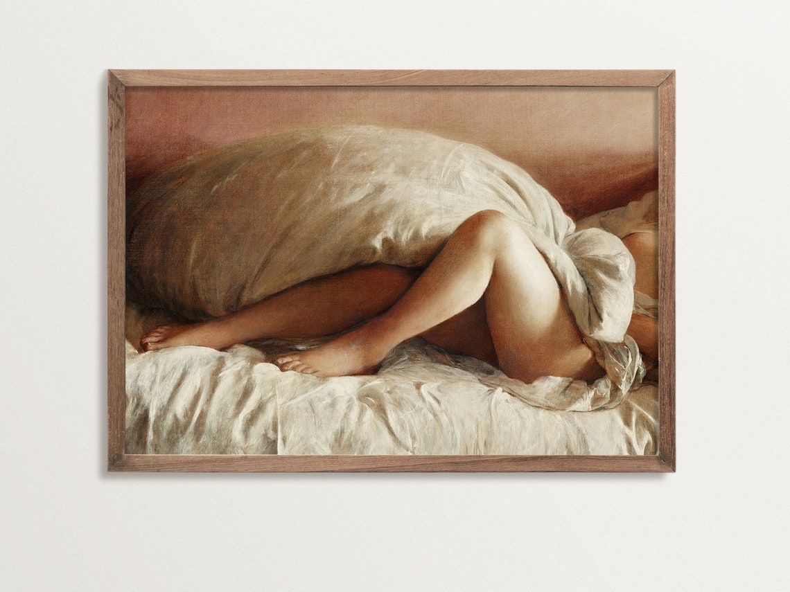 Vintage Afternoon Nap Nude Painting, Poster Print