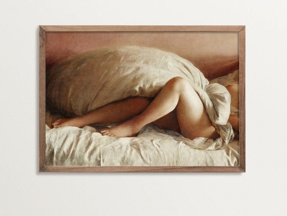 Vintage Afternoon Nap Nude Painting, Poster Print