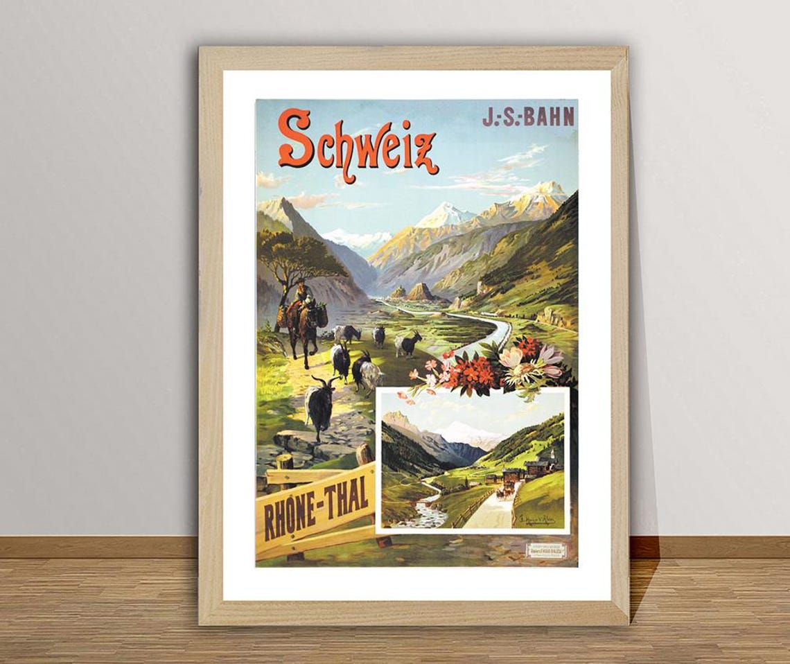 Schweiz Rhone Thal J S Bahn Swiss Railway Mountain Valley Poster - Image 2