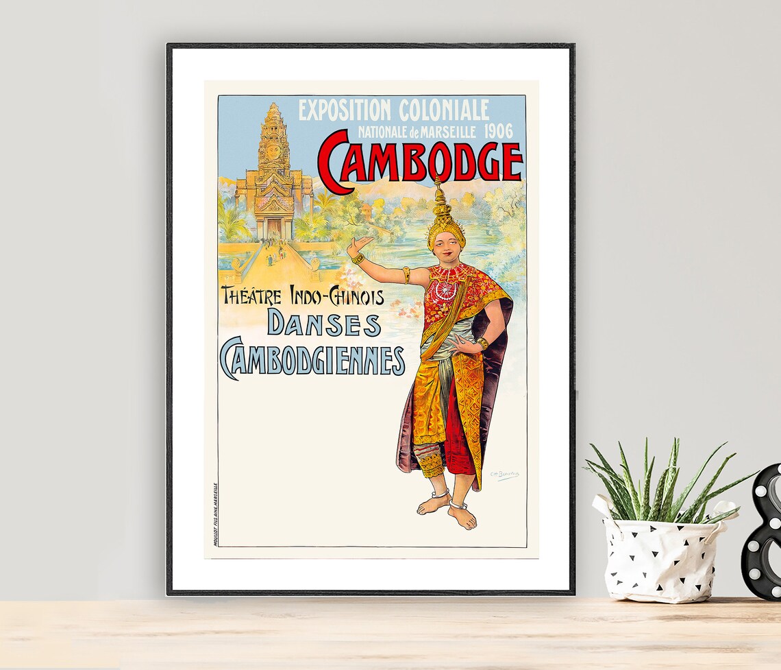 Cambodge Vintage Travel Poster Art Print