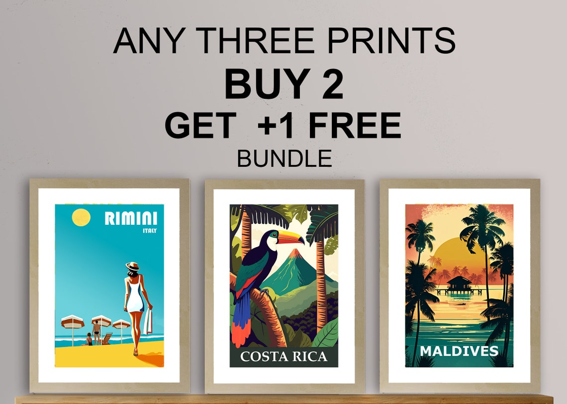 Buy 2 Get 1 Free Any Three Prints Bundle Shop Promotion Wall Art
