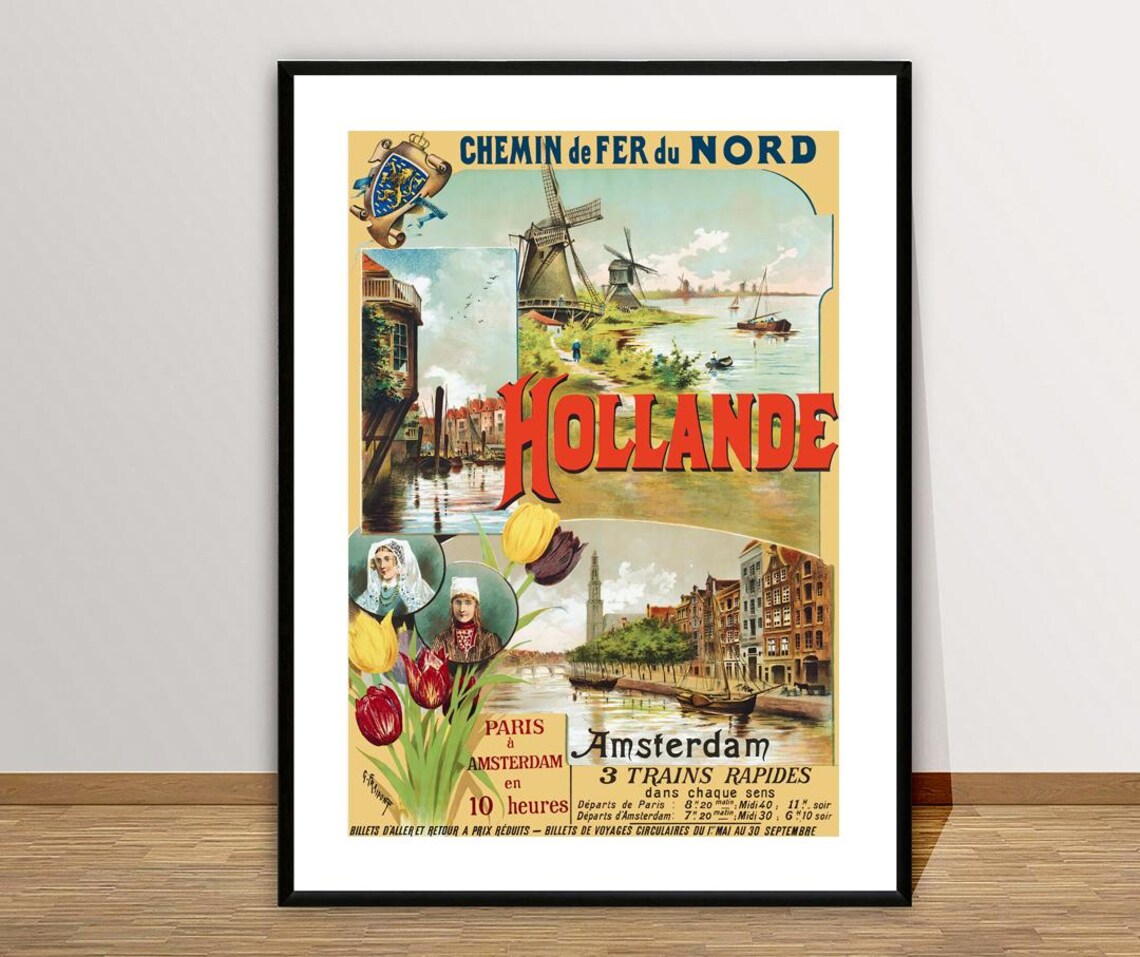 Hollande Vintage Travel Poster, Retro Travel Poster - Image 2