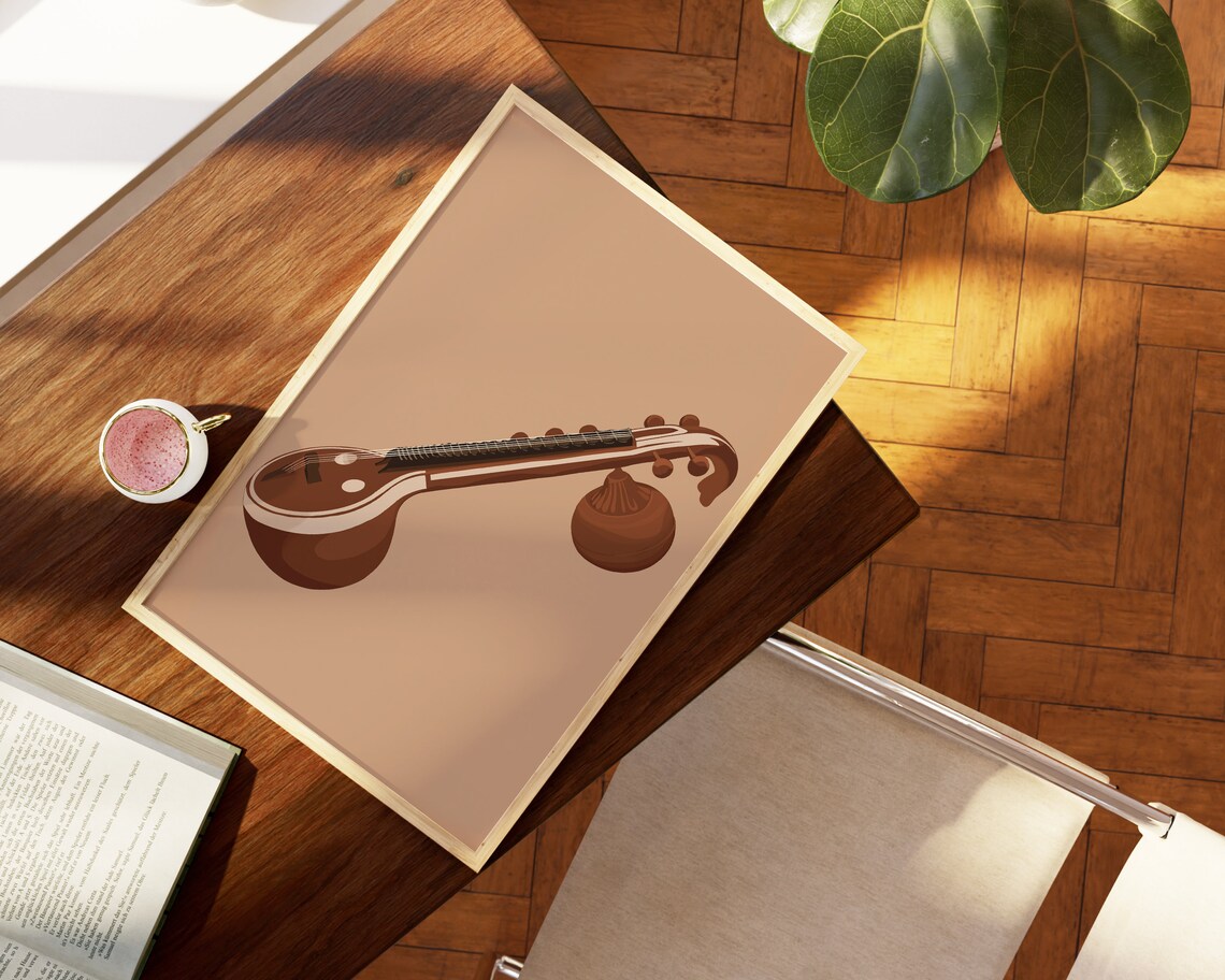 Veena Art, Indian Musical Instrument Decor - Image 2