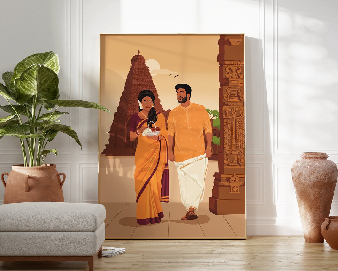 Indian Couple Portrait, South Asian Home Decor Art Print - Image 4