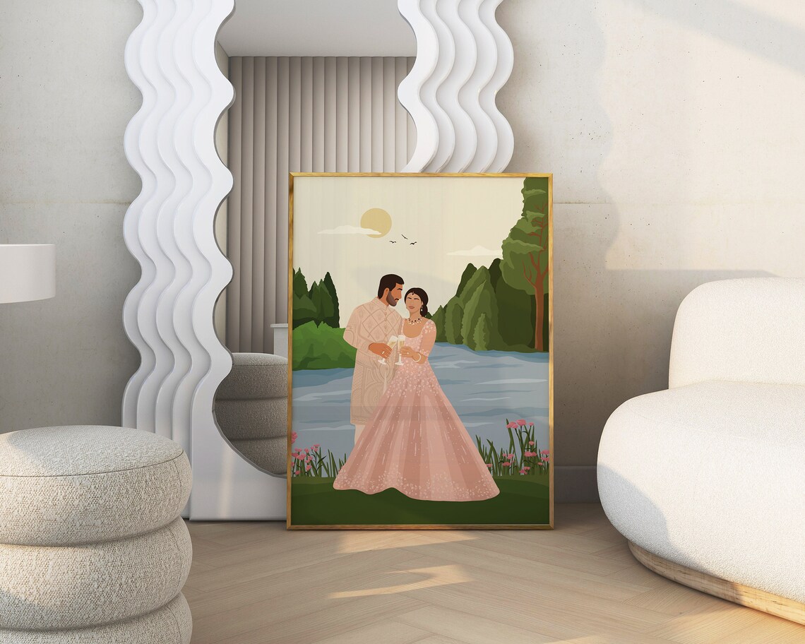 Indian Couple Toasting Art Print, South Asian Portrait - Image 2