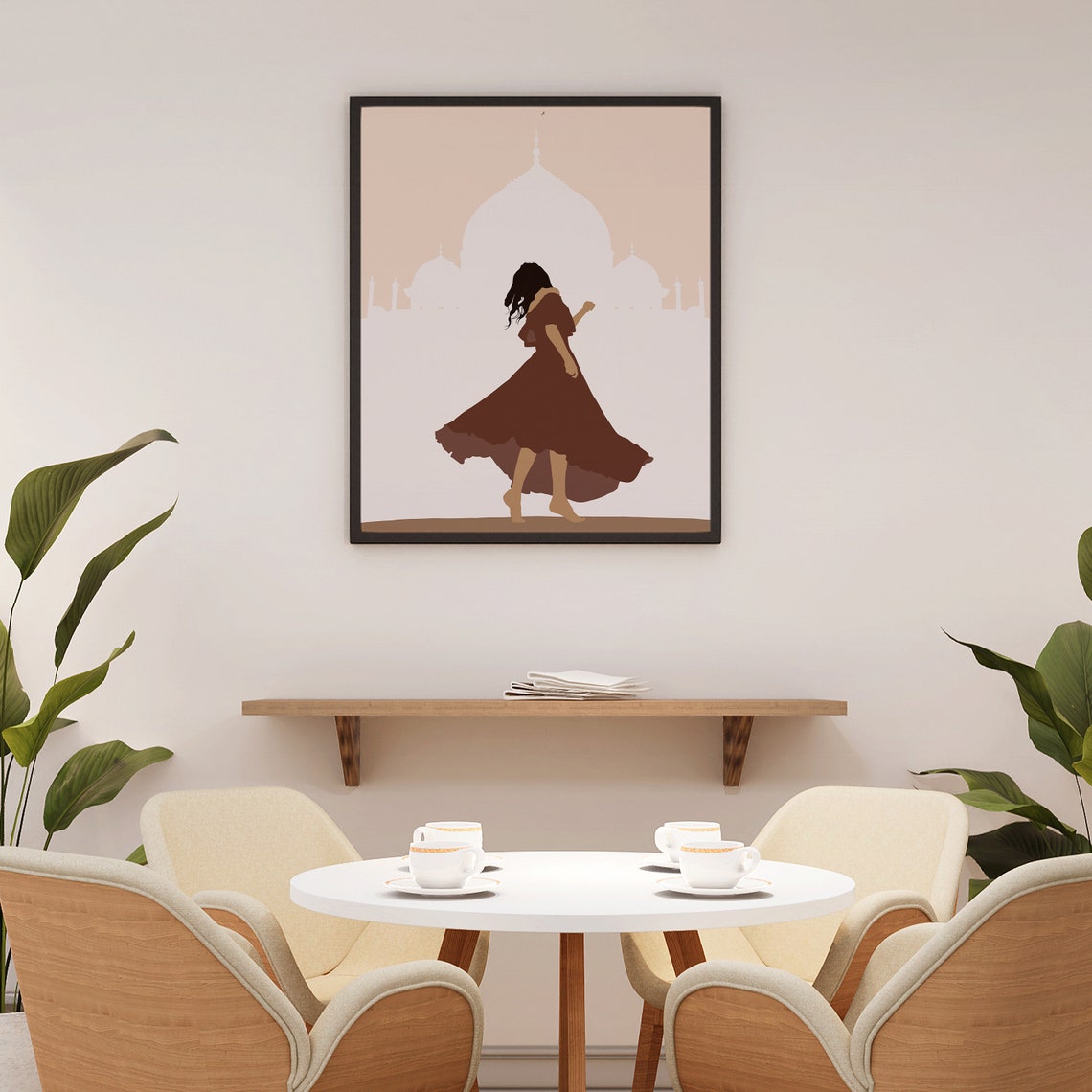 Girl Dancing At Taj Mahal Poster Brown Girl Art Desi Art South Asian Woman Print Indian Woman Art Boho Beige Neutral Wall Decor - Image 4