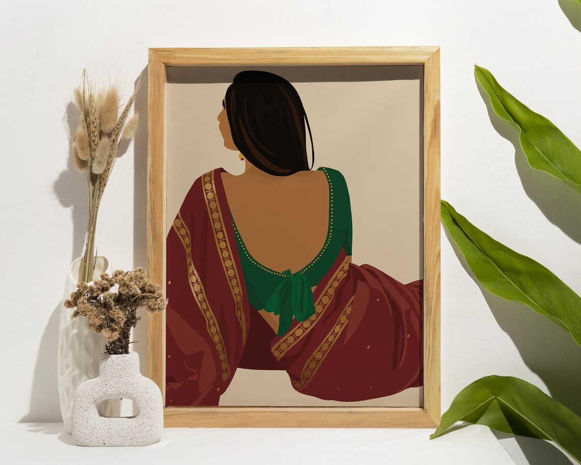 Indian Women In Saree, Desi Wall Art Print - Image 4
