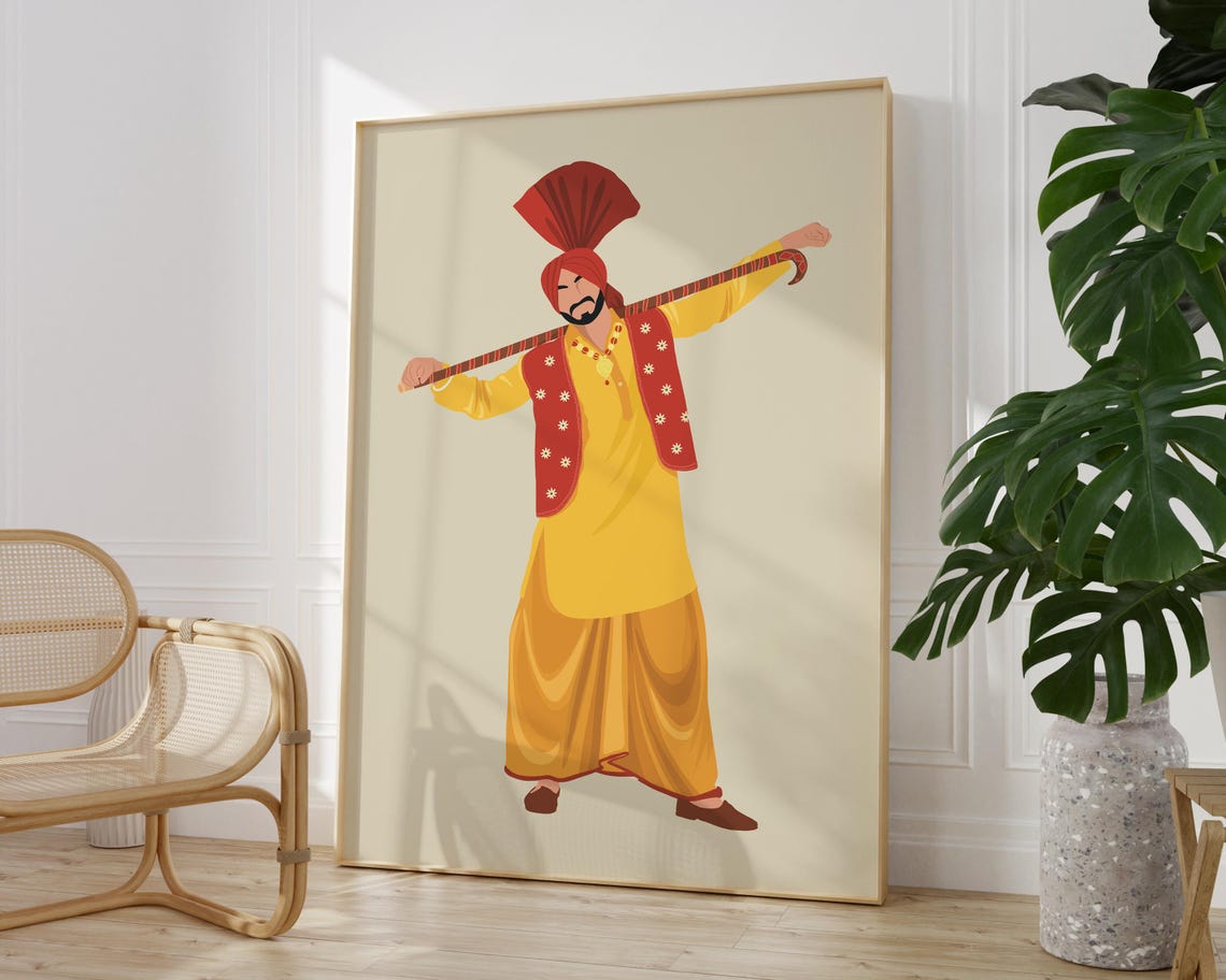 Punjabi Man Art Punjabi Village Life Punjabi Homedecor Desi Art Indian Wall Art South Asian Art Handmade Art - Image 2