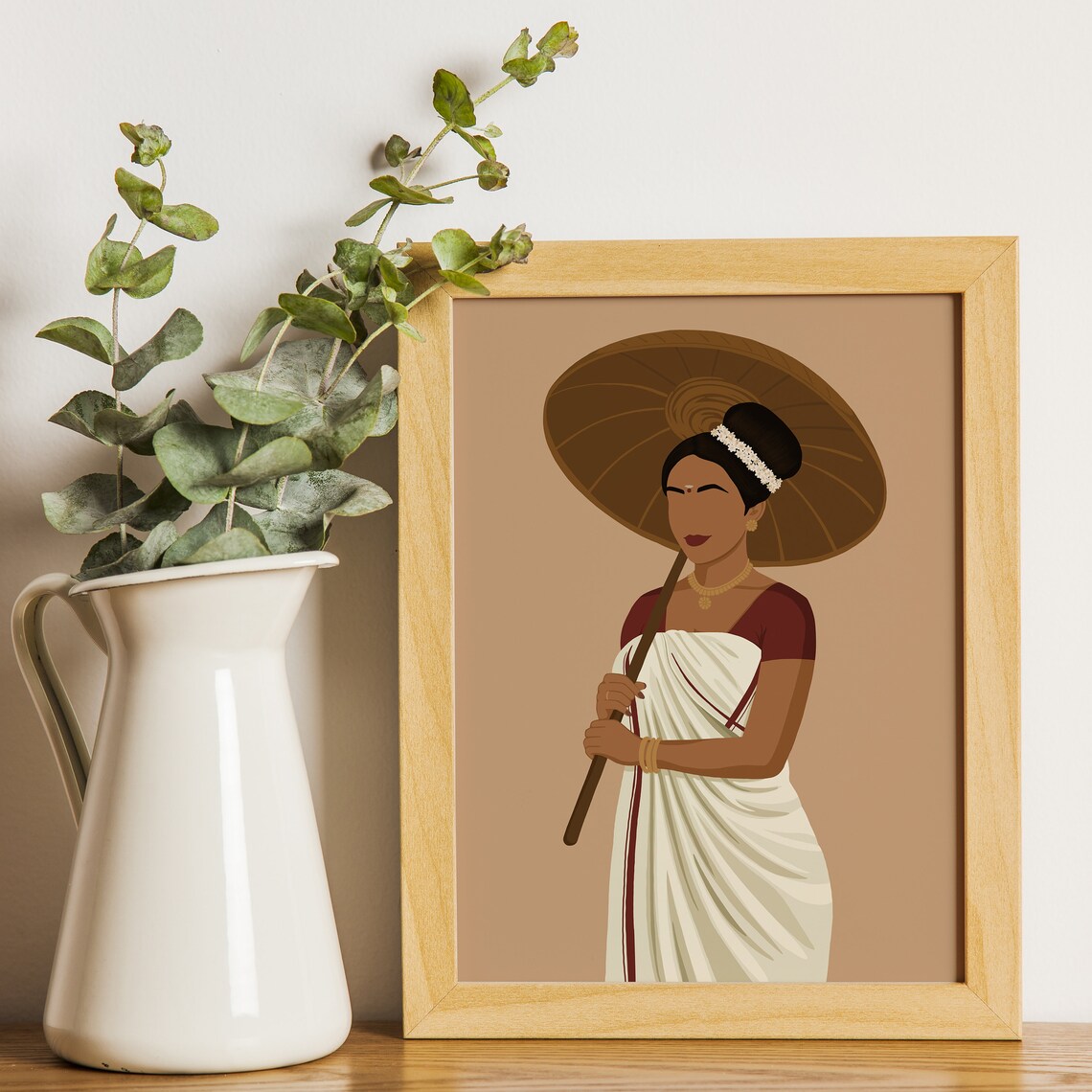 Kerala Woman Desi Art, South Indian Art Print - Image 3