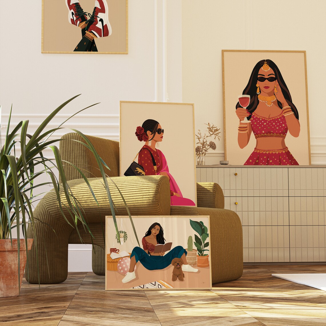Indian Woman, Modern Boho South Asian Art Print - Image 3