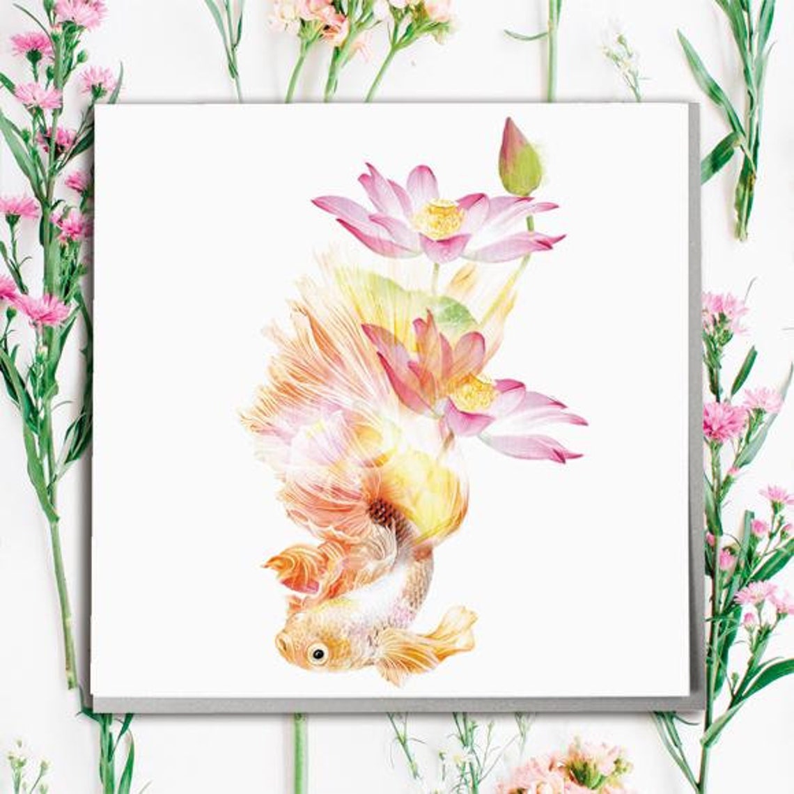 Japanese Fighting Fish Greeting Card