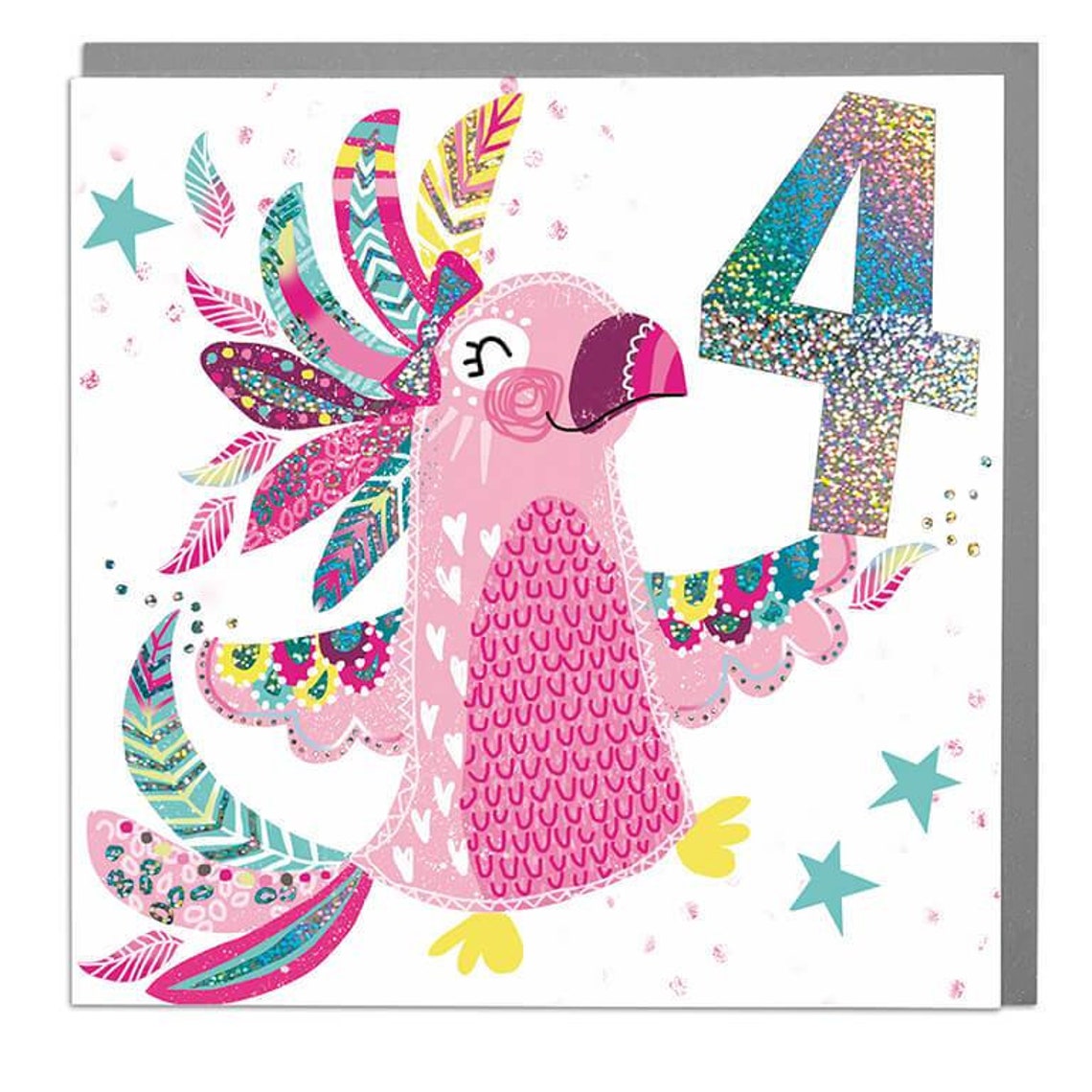 Cockatoo Age 4 Birthday Card