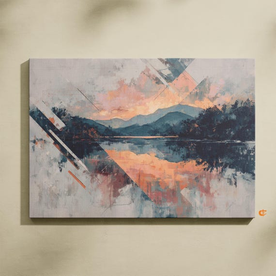 Serene Sunset Lake Reflection Watercolor Landscape Art Peaceful Nature Painting Print Tranquil Cottage Wall Decor 915