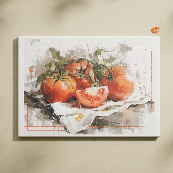 Heirloom Tomato Watercolor Still Life Rustic Kitchen Art Poster