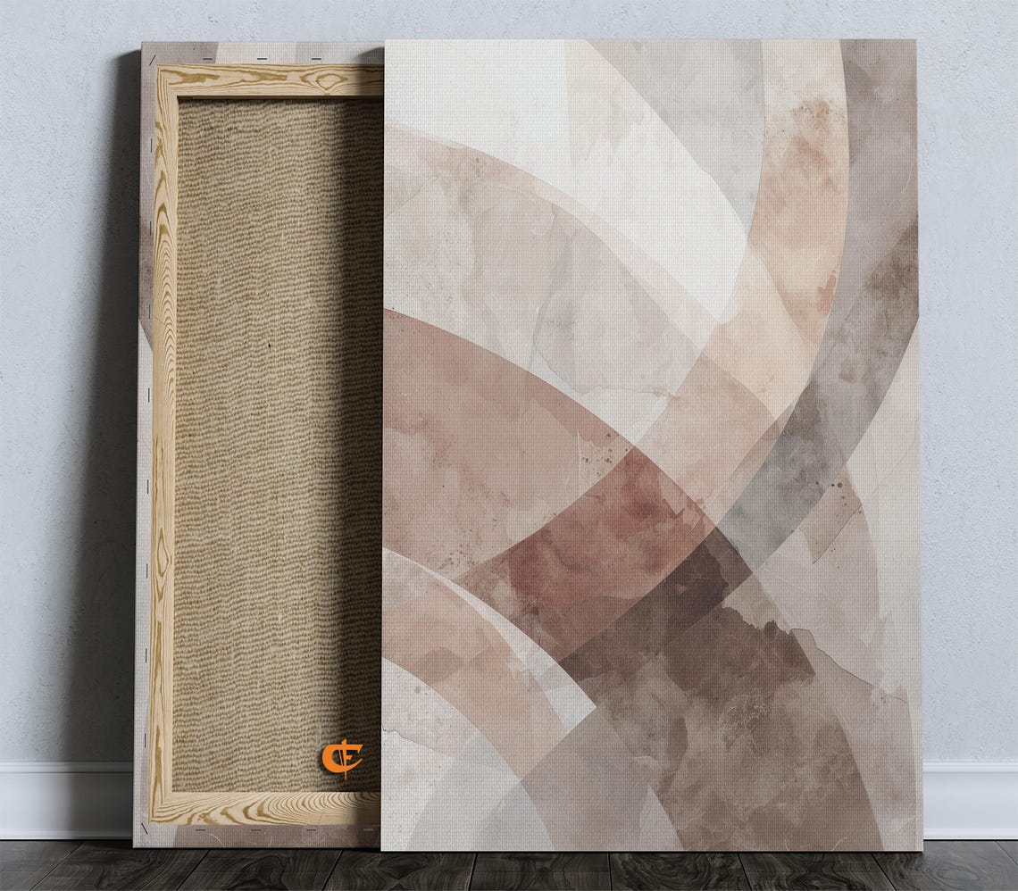 Abstract Neutral Tones Wall Art Modern Earthy Decor Flowing Curved Shapes Minimalist Home Design Print 1572