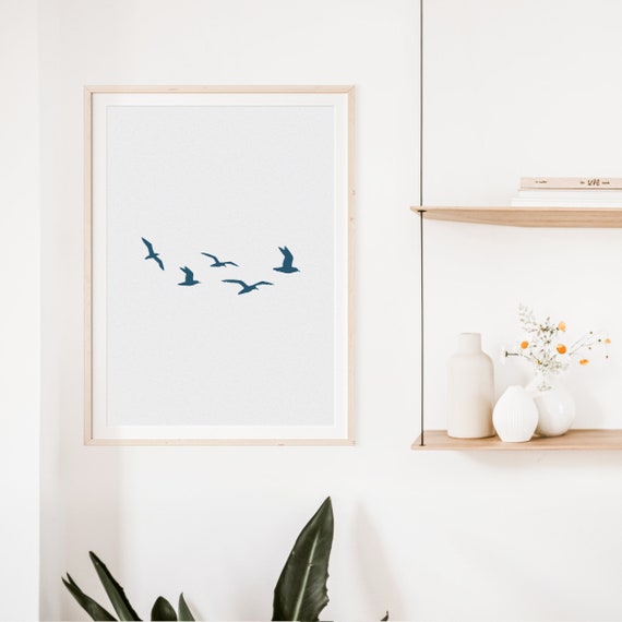 Seagull Print, Minimalist Beach House Decor