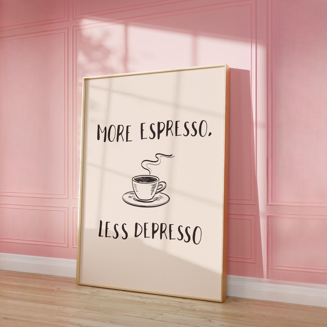 More Espresso Less Depresso Sketch Coffee Cup Kitchen Quote Poster - Image 2