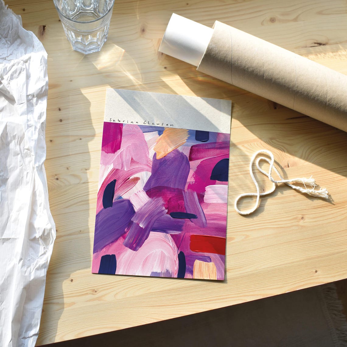 Original Abstract Painting Painting Hand Painted Living Room Modern Art Acrylic Painting Colorful Wall Painting Colorful Art Blue Pink Rose - Image 4