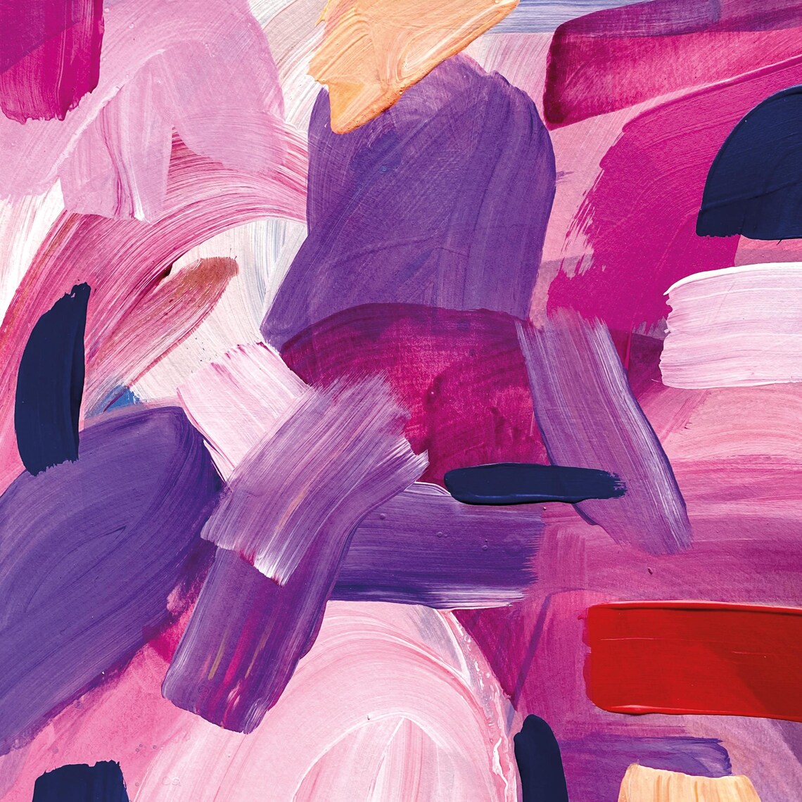 Sabrina Clausen Pink Purple Abstract Brushstroke Painting Wall Art - Image 5