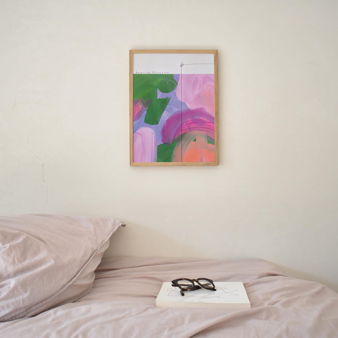 Original Abstract Painting Painting Hand Painted Living Room Modern Art Acrylic Painting Colorful Wall Painting Colorful Art Blue Pink Rose - Image 3