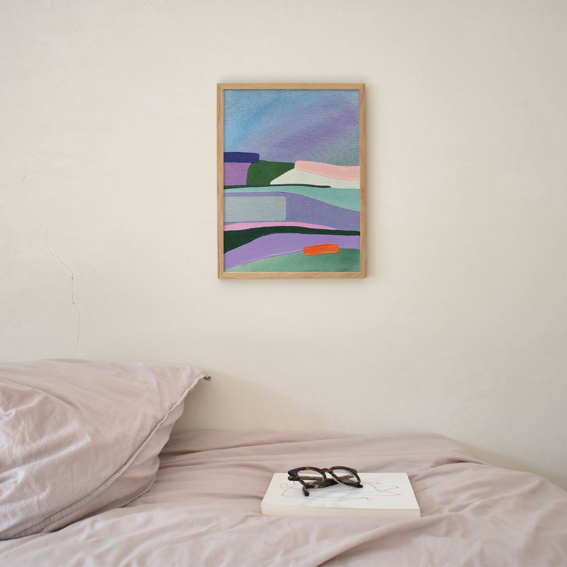 Blue Purple Green Abstract Landscape Blocks Colorful Wall Art - Image 2