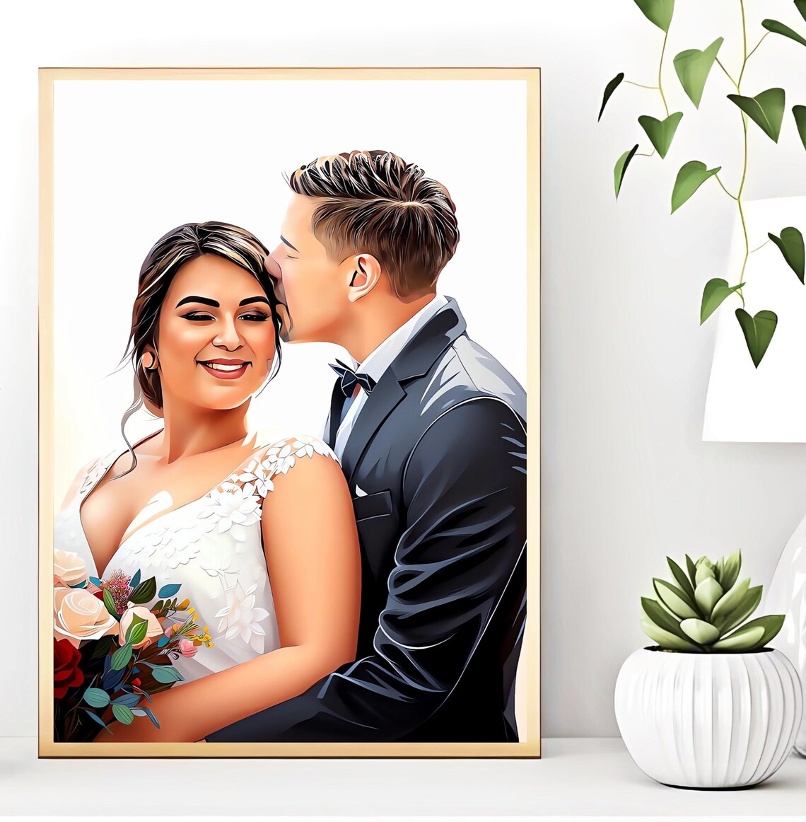 Custom Wedding Portrait, Bridal Illustration Keepsake - Image 5