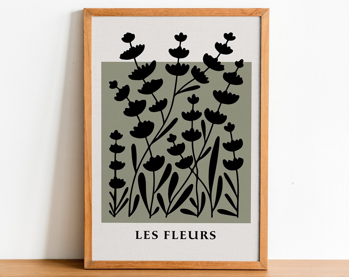 Minimal Botanical Floral Illustration, Vintage Exhibition Poster