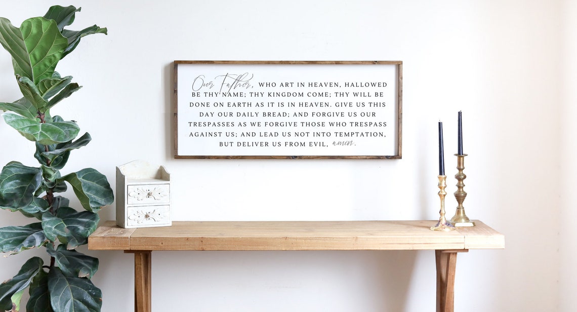 The Lord's Prayer Our Father Farmhouse Scripture Framed Poster
