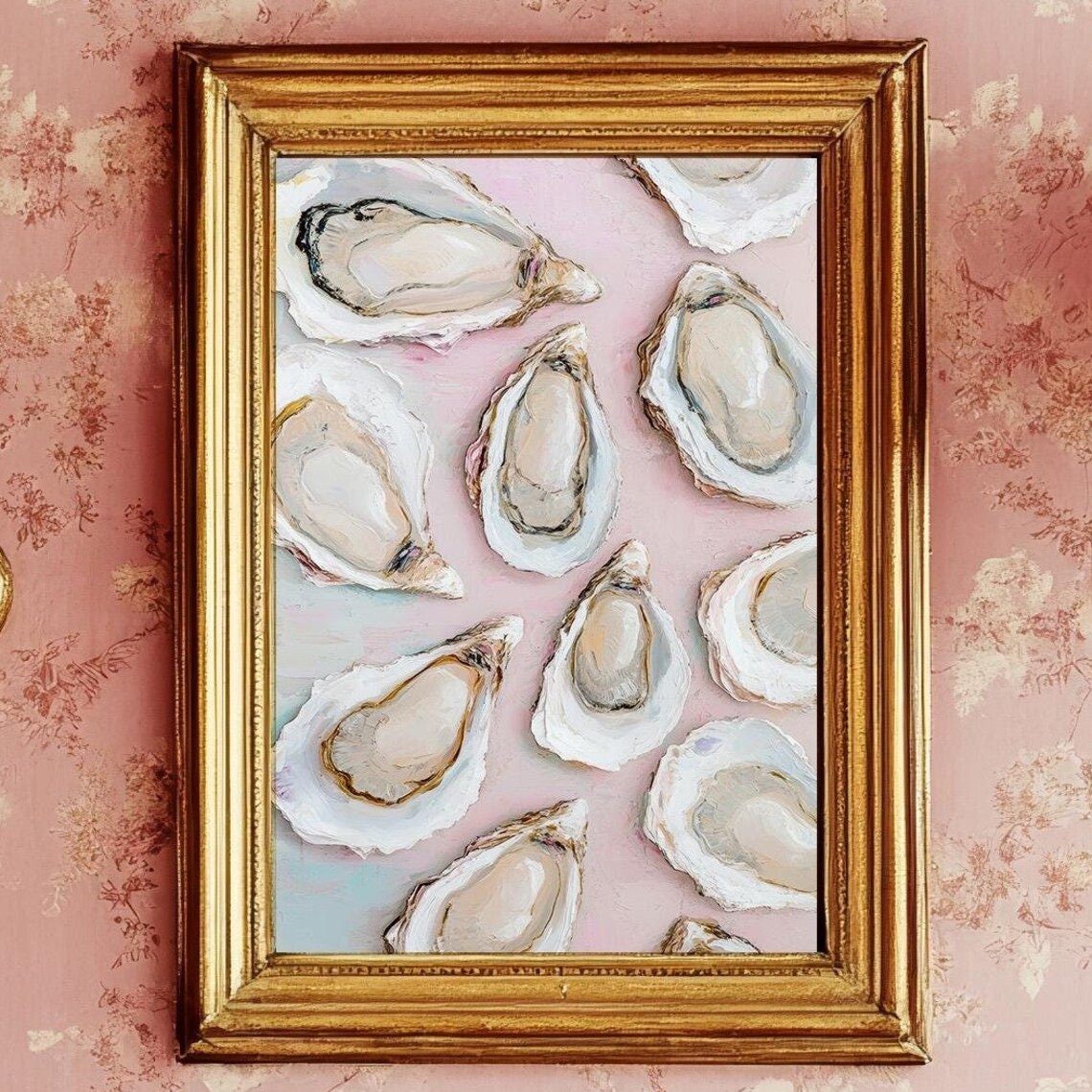 Pastel Pink Oyster Shell, Coastal Grandmillennial Art Print - Image 4