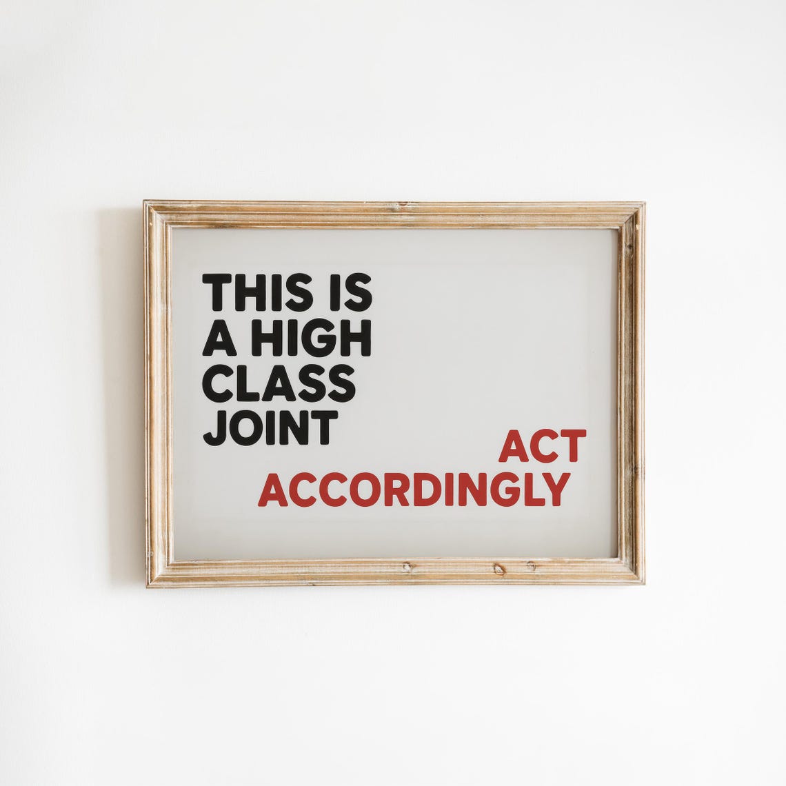 High Class Joint Poster Minimal Funny Typography Wall Art In Red And Black