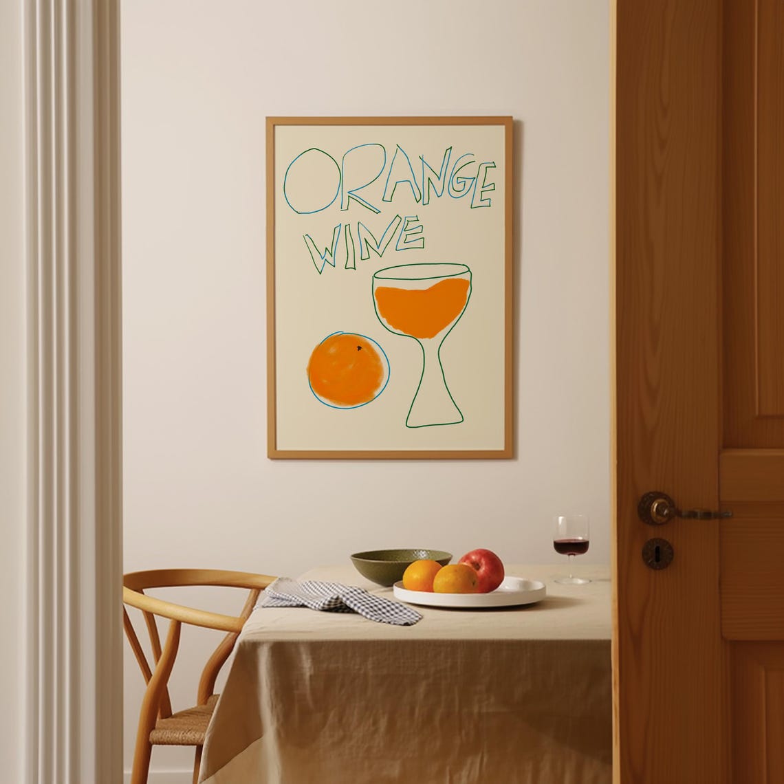 Orange Wine Retro Drink Illustration With Wine Glass And Orange Poster - Image 3