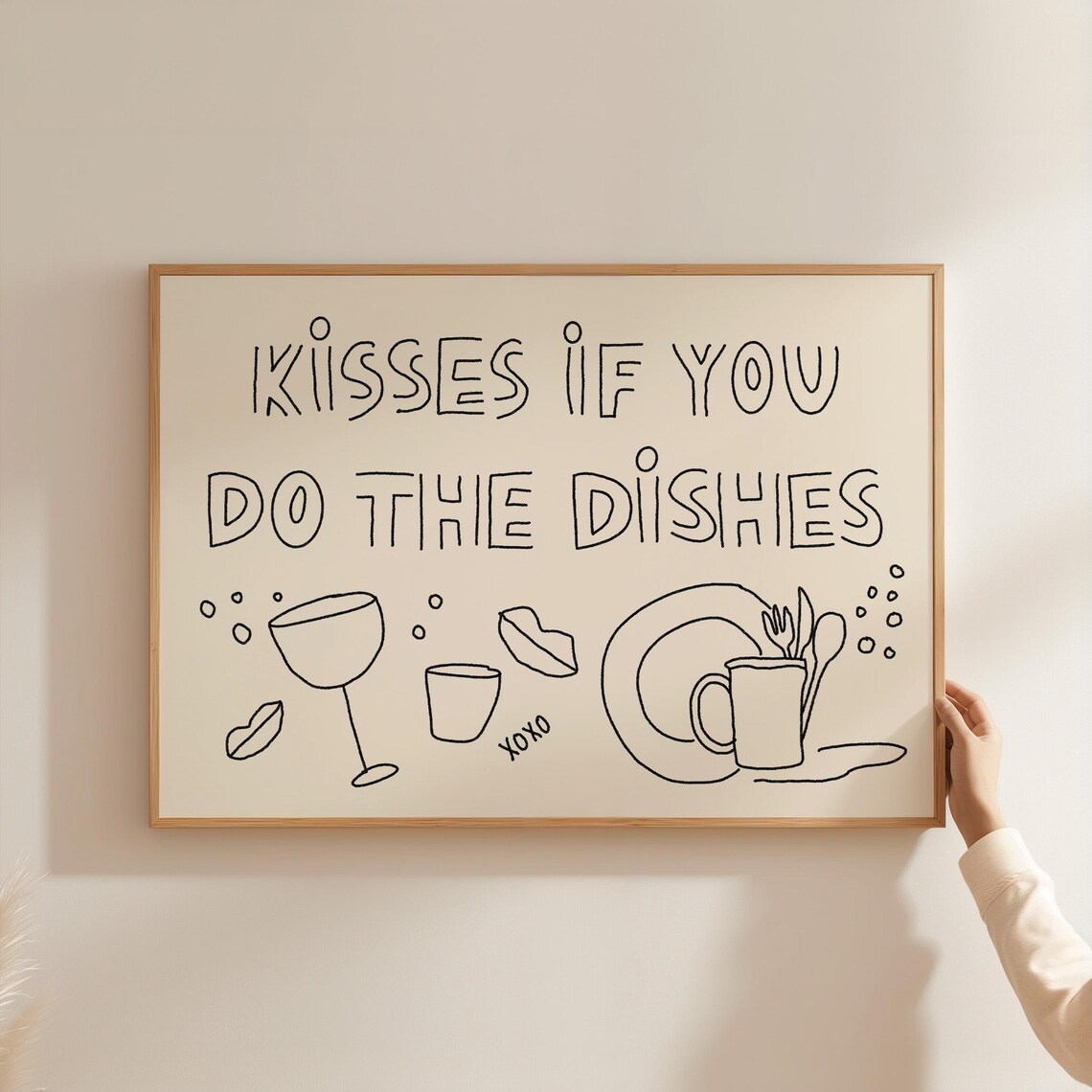 Kisses If You Do The Dishes Typography Kitchen Art Print - Image 3