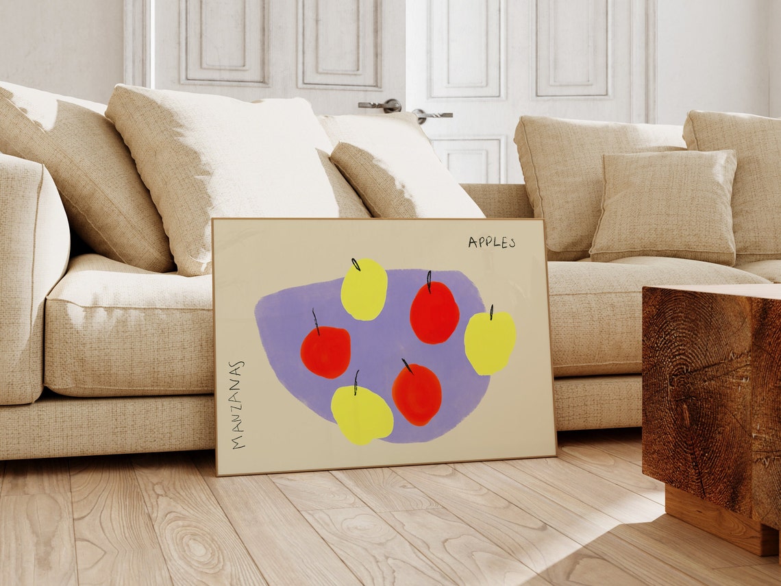 Apples Manzanas Red Yellow Apples Horizontal Food Art Poster - Image 2