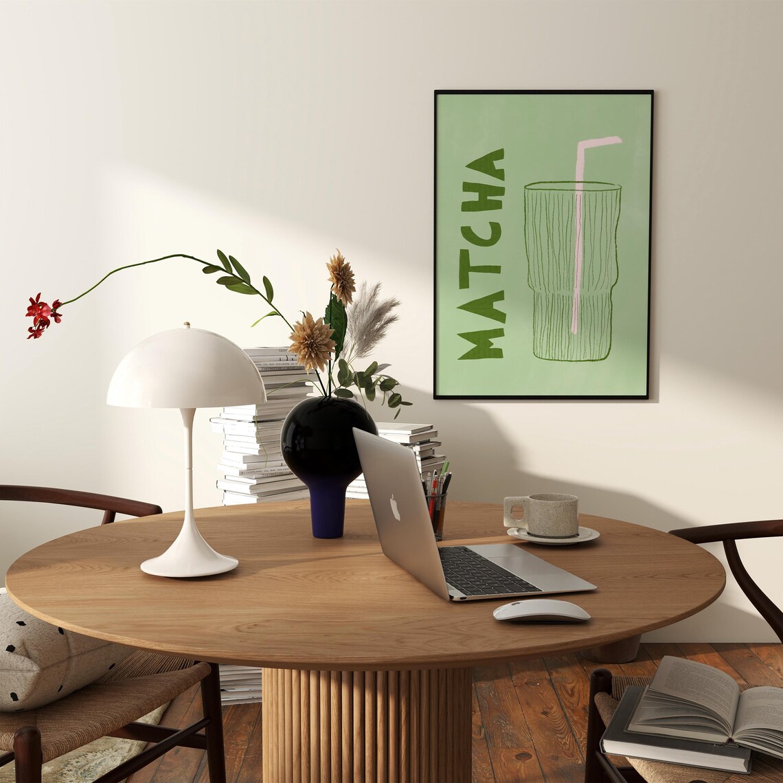 Matcha Poster Retro Drink Poster Caffe Poster Matcha Latte Print Trendy Green Print Mid Century Print Matcha Wall Art Kitchen Print - Image 3