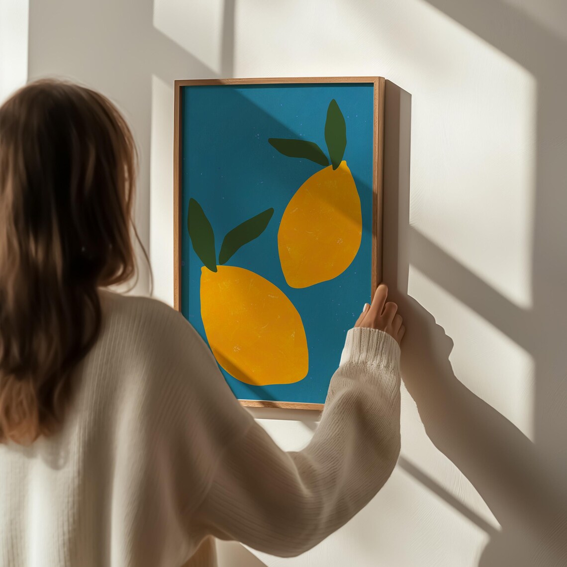 Lemons Poster Fruit Poster Abstract Fruit Print Kitchen Wall Art Retro Fruit Print Hand Drawn Print Lemon Wall Art Trendy Kitchen Art - Image 2