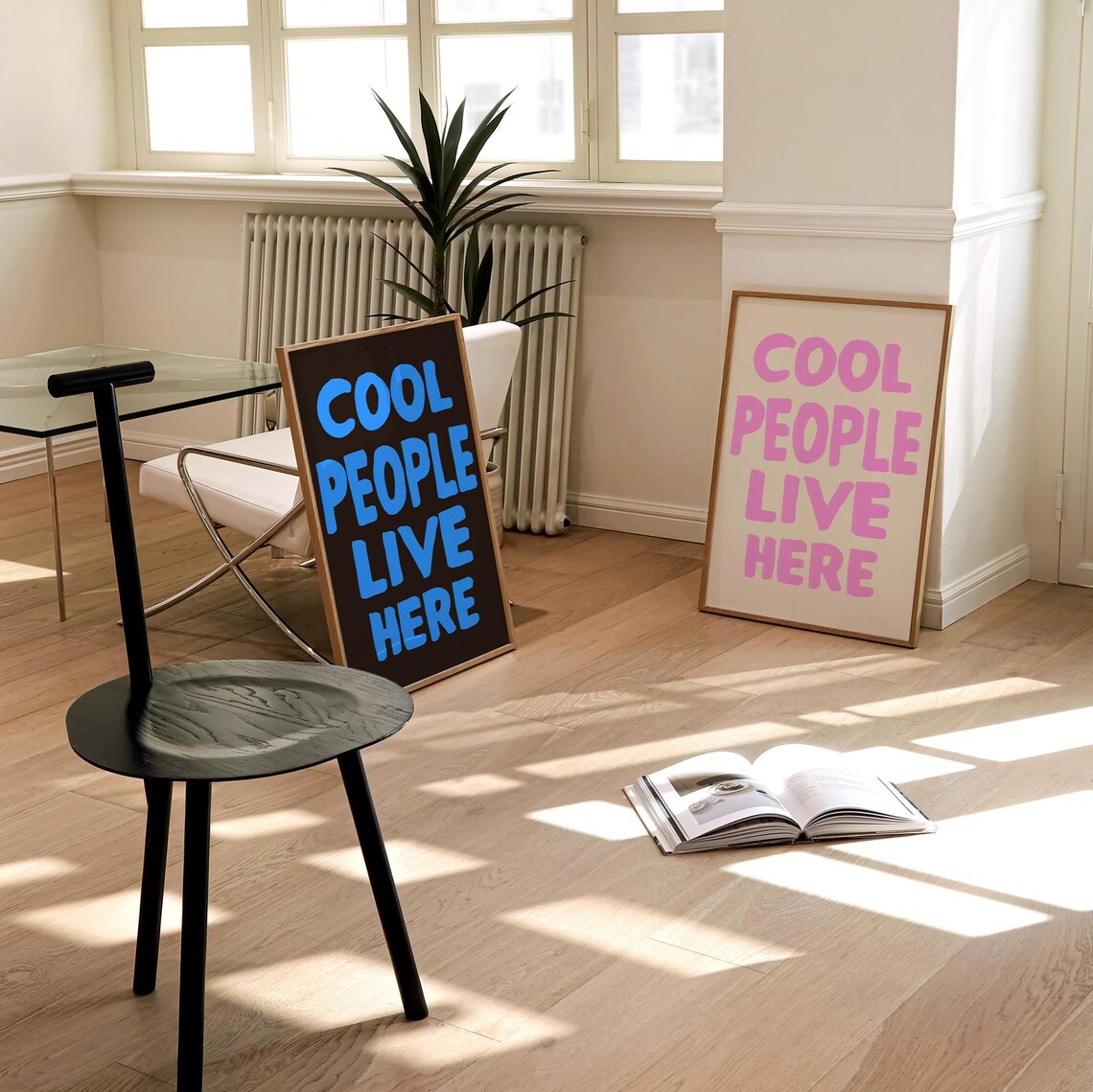 Cool People Live Here Print Typography Poster Modern Home Decor Minimalist Print Hand Drawn Sketch Quote Poster Entryway Wall Art - Image 3