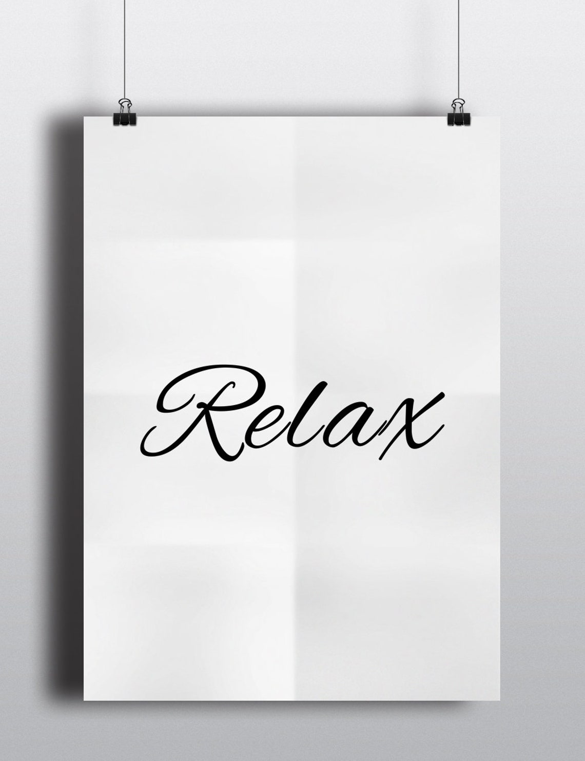 Relax Elegant Script Minimalist Black White Bathroom Decor Poster - Image 2