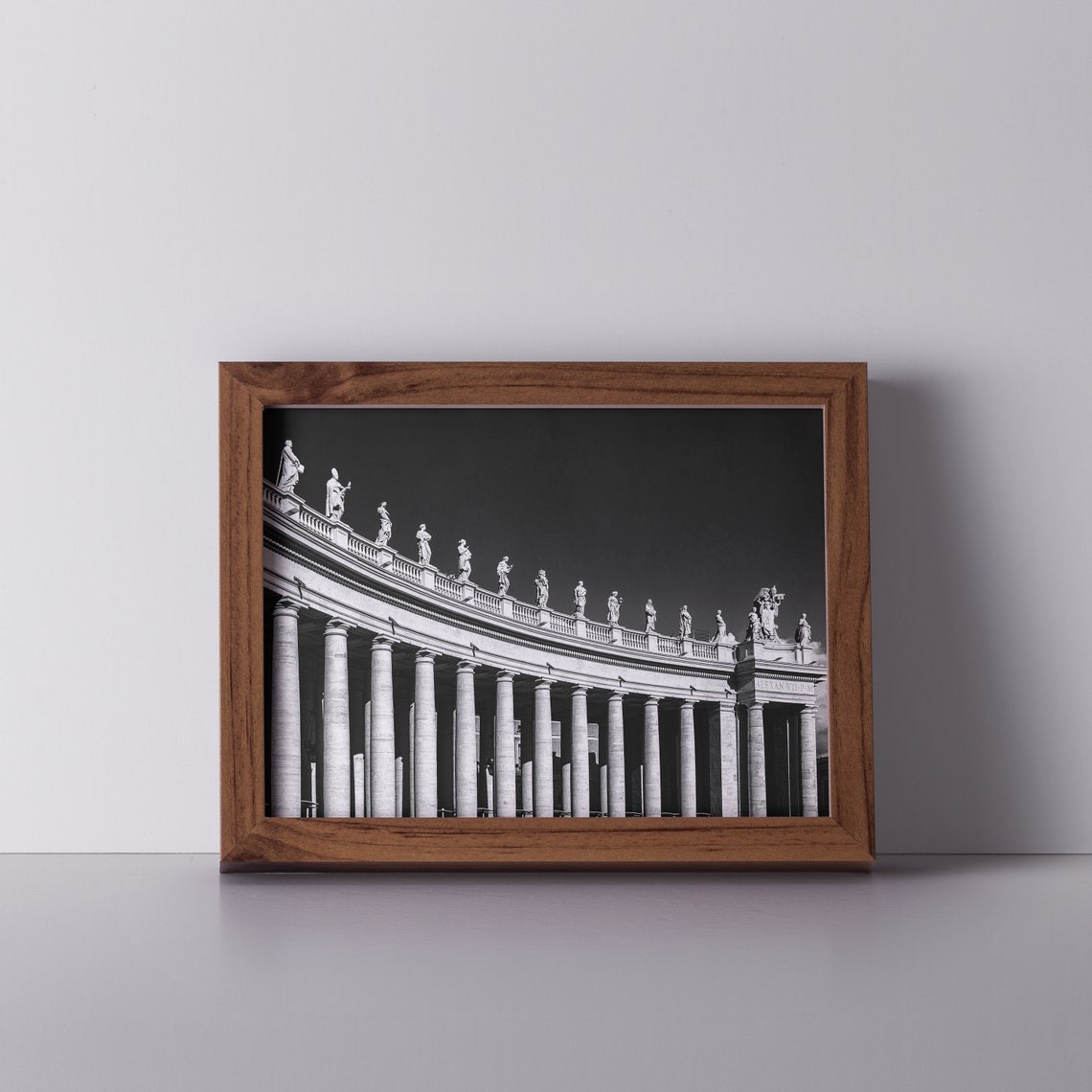 Rome Vatican St Peters Square Colonnade Statues Black White Poster - Image 2
