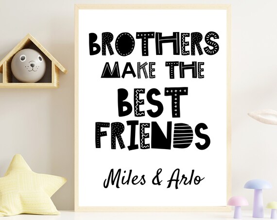 Personalised Brothers Best Friends Gift Playful Type Miles Arlo Poster