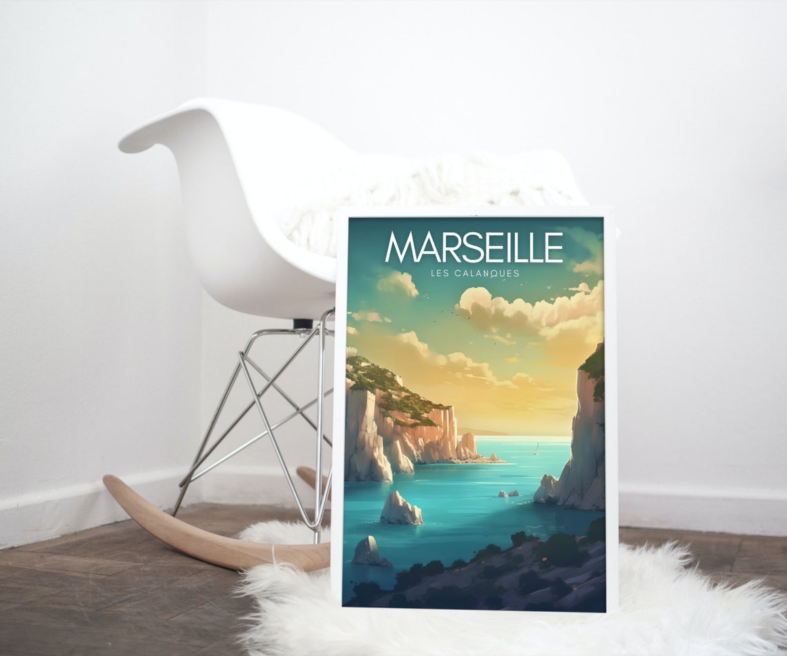 Marseille Les Calanques Sunset Cliffs Turquoise Sea View Poster - Image 3