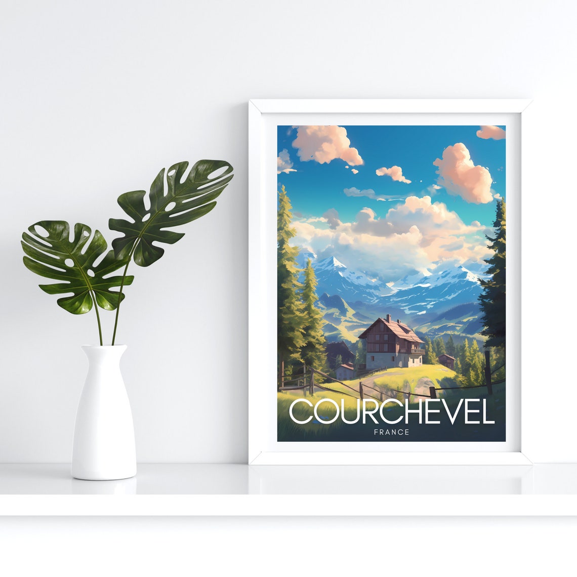 Courchevel Poster Mountain Wall Art Vintage Travel Poster Landscape Painting France Poster French Alps Holiday Decor - Image 5