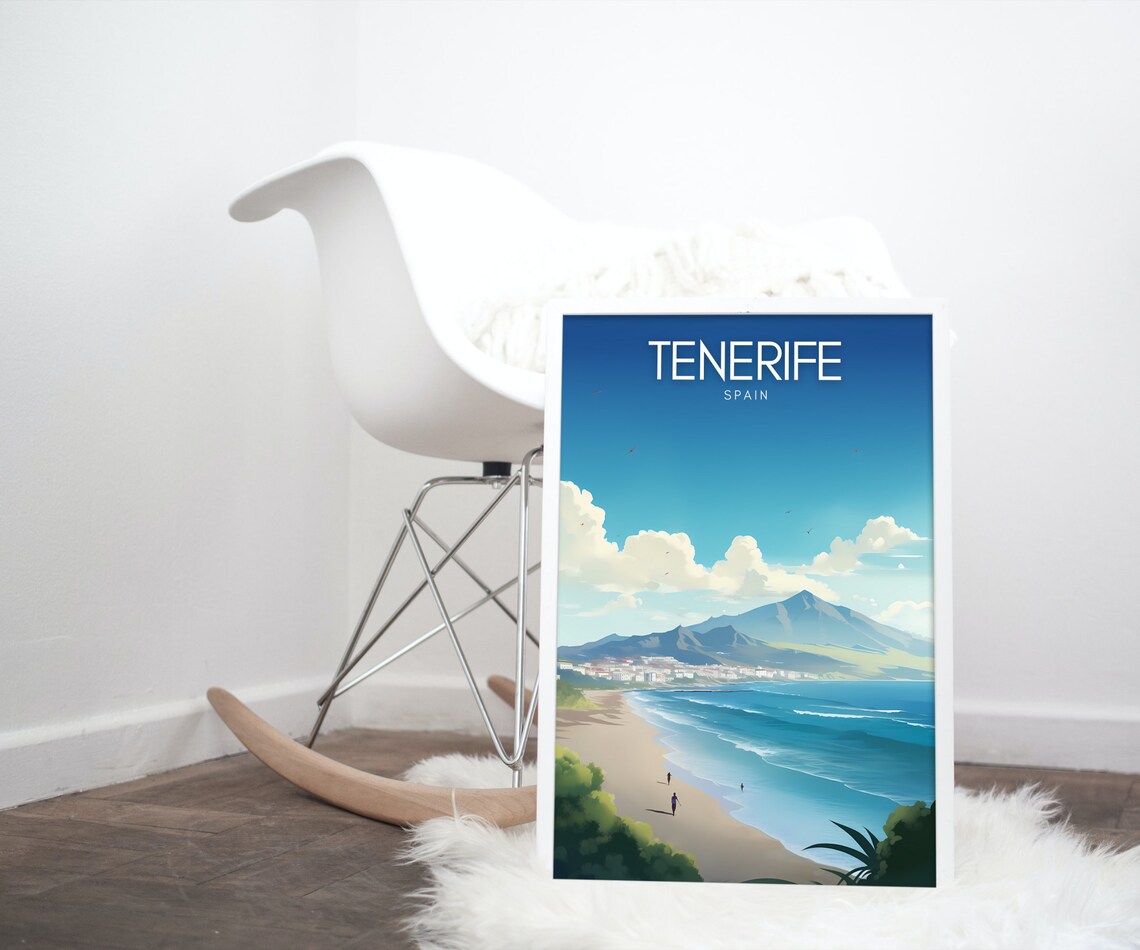 Tenerife Spain Beach and Mountain Canary Islands Travel Poster - Image 3