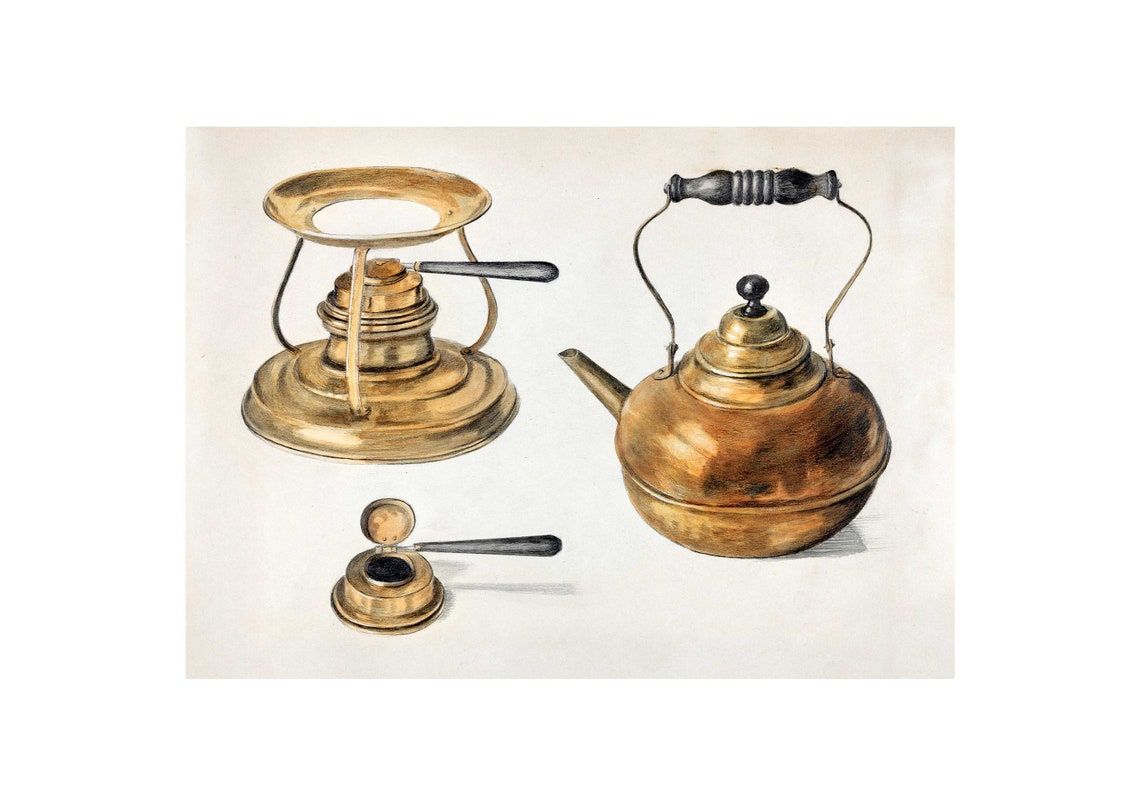 Brass Burner and Kettle Edith Magnette Vintage Still Life Poster